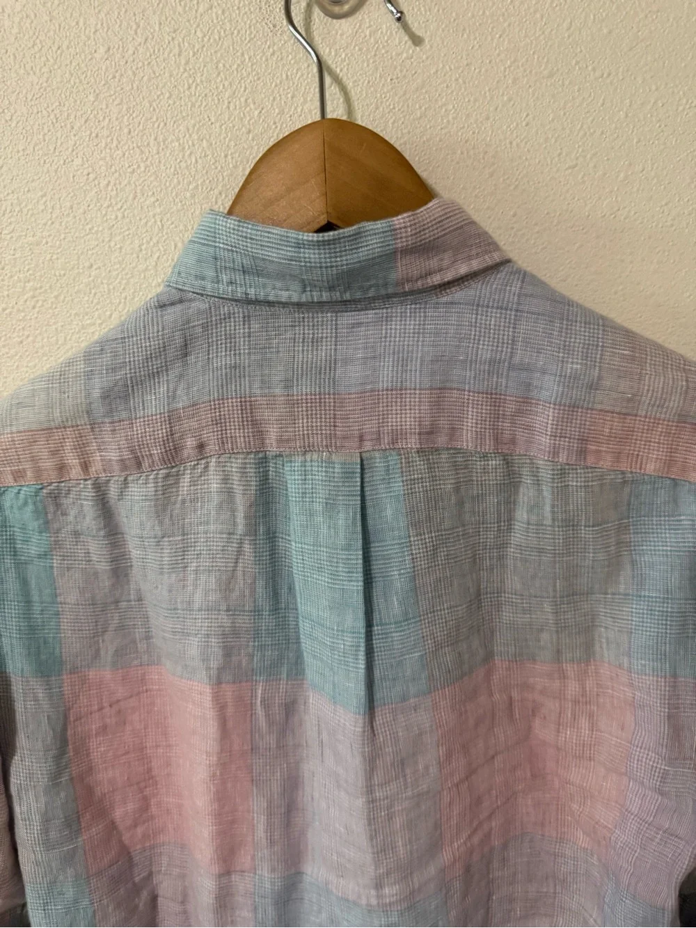 J Crew Baird McNutt Irish Linen Pastel Glen Plaid Button Down Shirt-XS Slim Fit